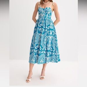 Blue and White midi Dress 100% cotton